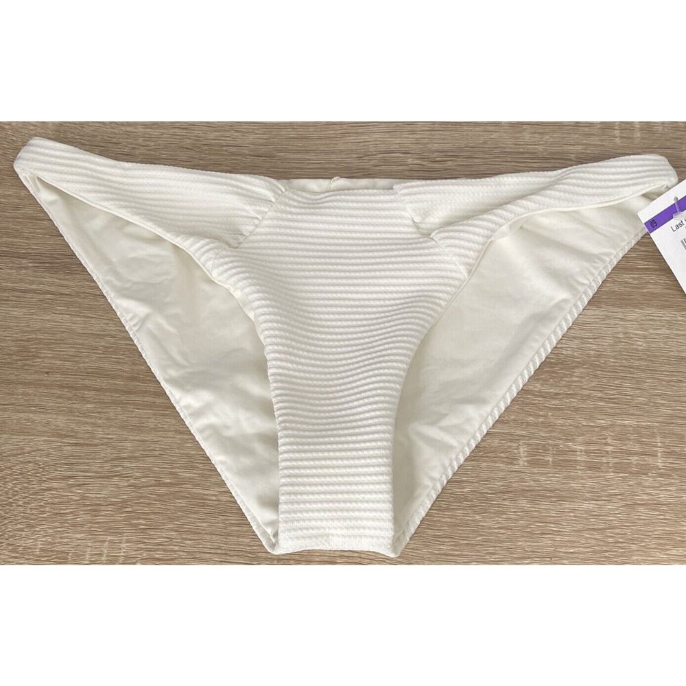 L Space Women's Sol Swim Bikini Bottoms Cream Off White Ribbed Size Medium
